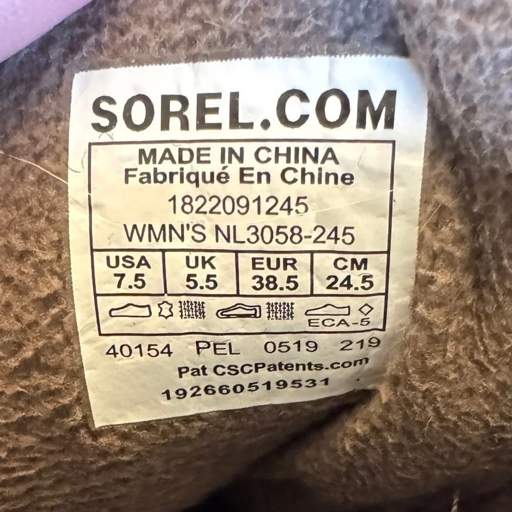 Sorel Womens Slimpack II Lace Duck Boots 7.5 Elk Tan Black Waterproof NL3058-245
